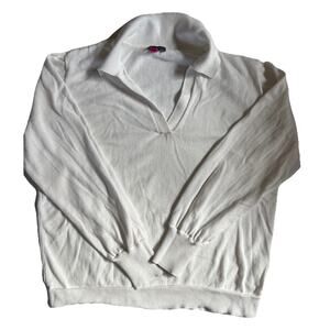 Vince Camuto collared V Neck pullover sweater white Women's Medium classic